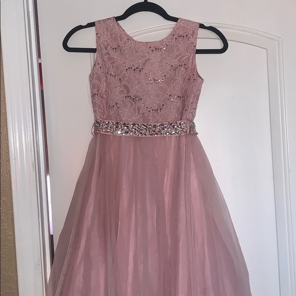 Pink Flower Girl Dress Veil Size 10